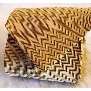 Vintage Faconnable Paris Pure Silk Tie Handmade in France Rich Gold Herringbone